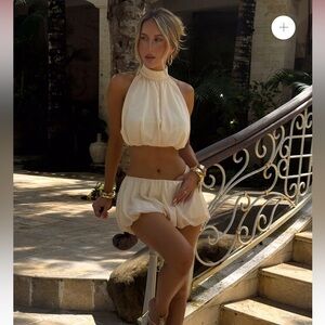 Elegant Cream Halter Top